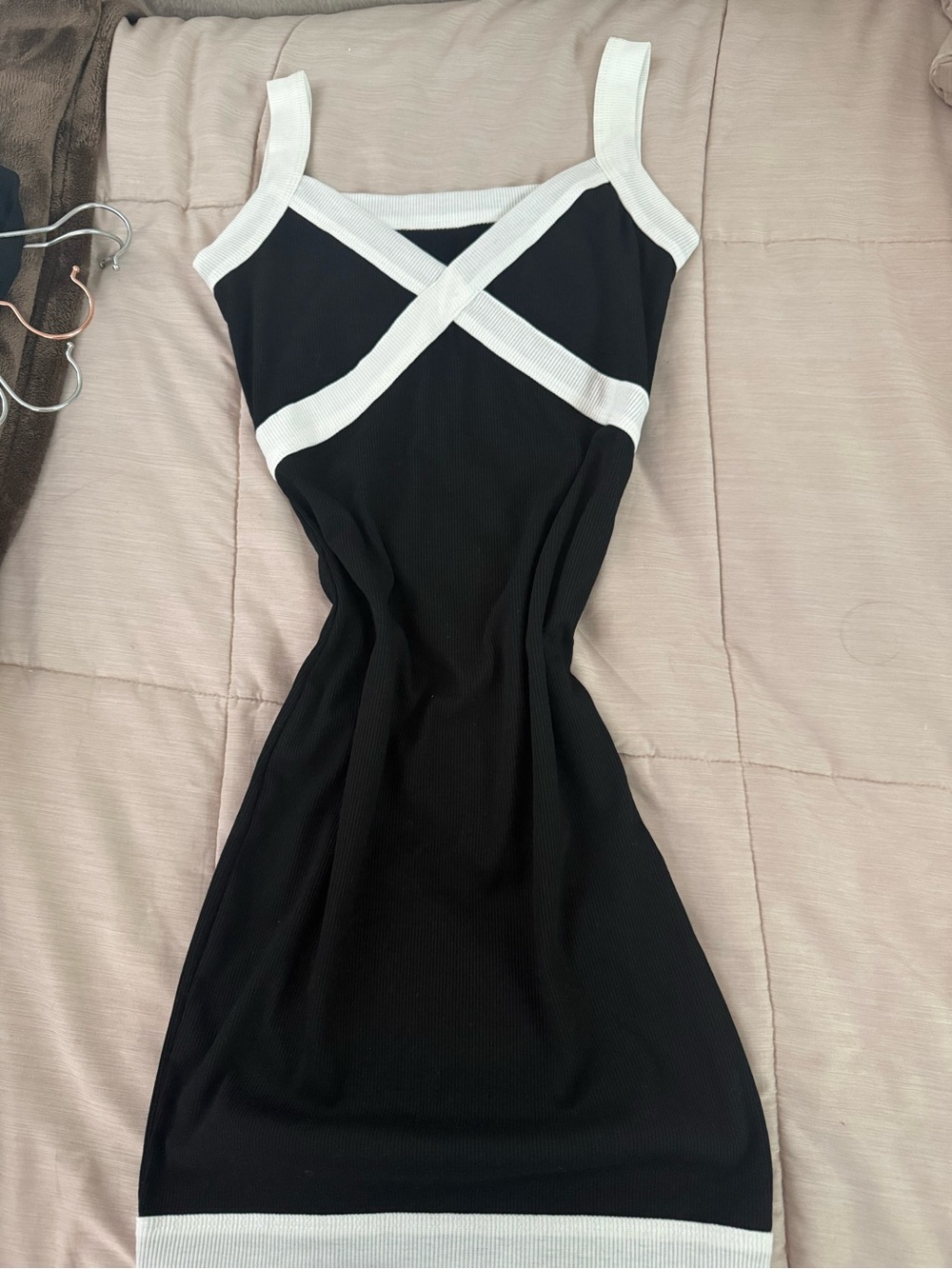 SHEIN Black Mini Dress with White Trim